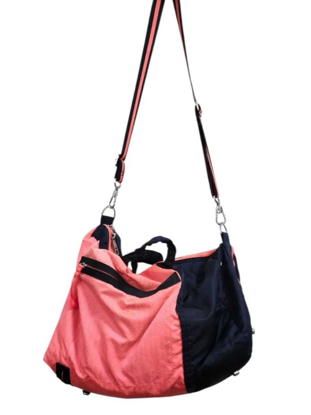 Lululemon Do It Up Gym Bag Neon Coral Navy Large Duffle Crossbody Travel Sport